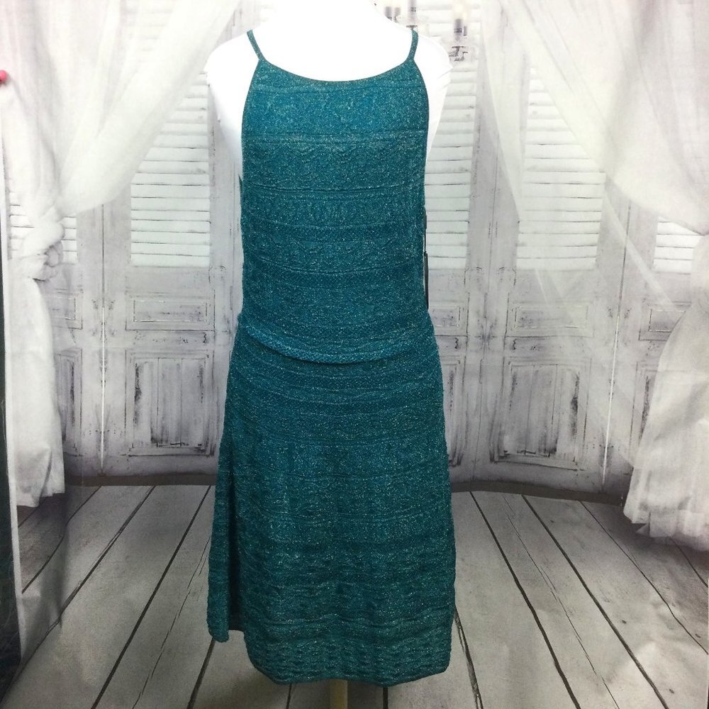 Missoni Dress Teal Sleeveless Midi Stretch NWT 46/10